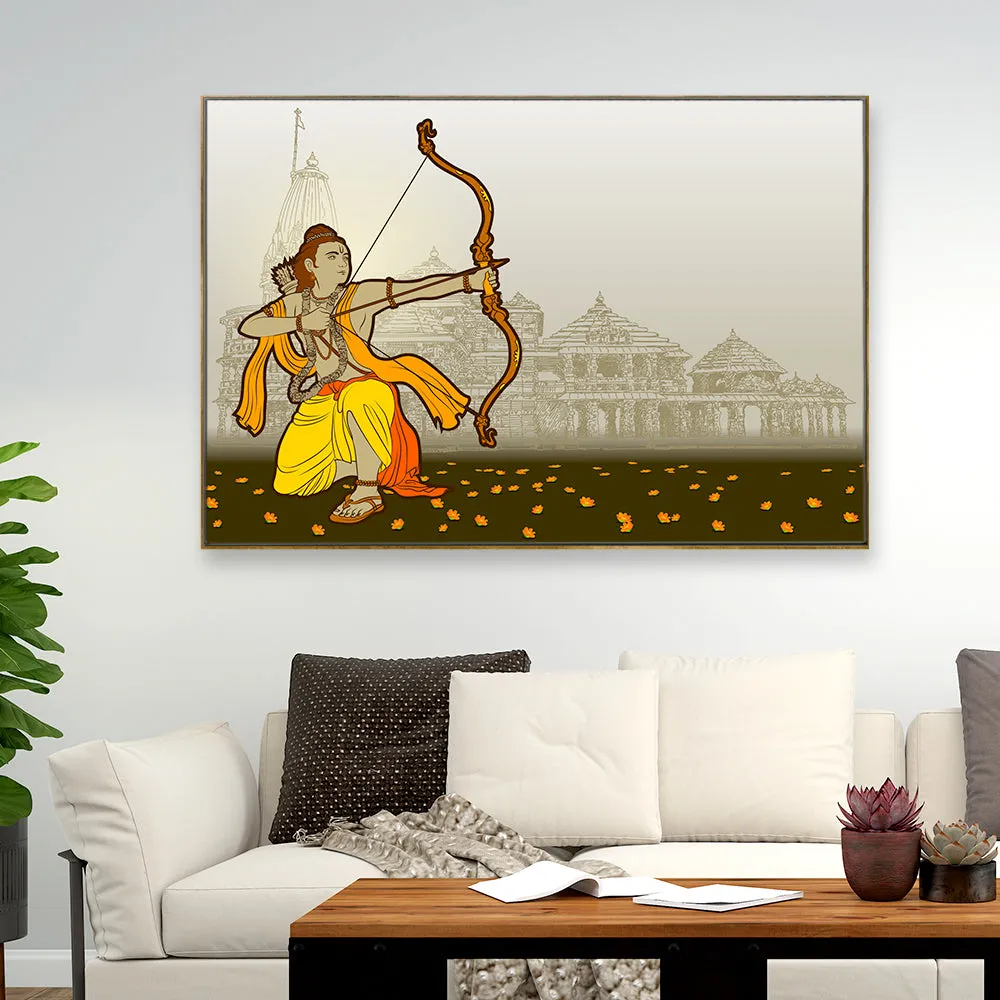 Lord Ram Ayodhya Wall Painting for Living Room With Frame