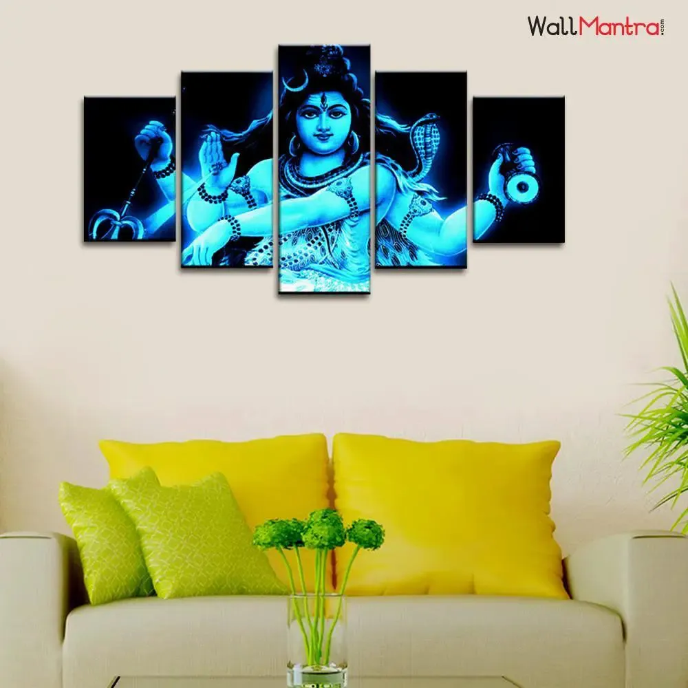 Lord Shiva Tandava pose Wall Painting/5 Pieces Canvas Print Wall Hanging
