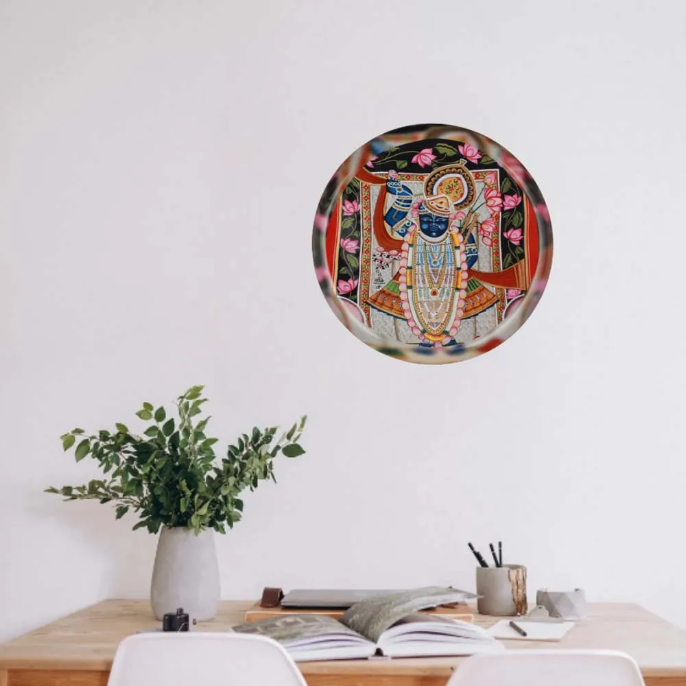 Lord Shreenathji High-quality Metallic Wall Plate for Living Room (12inches)