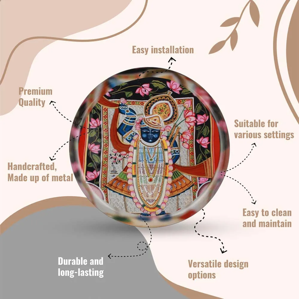 Lord Shreenathji High-quality Metallic Wall Plate for Living Room (12inches)