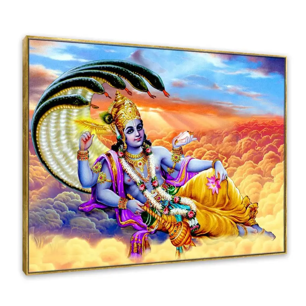 Lord Vishnu Spiritual Canvas Wall Painting With Frame
