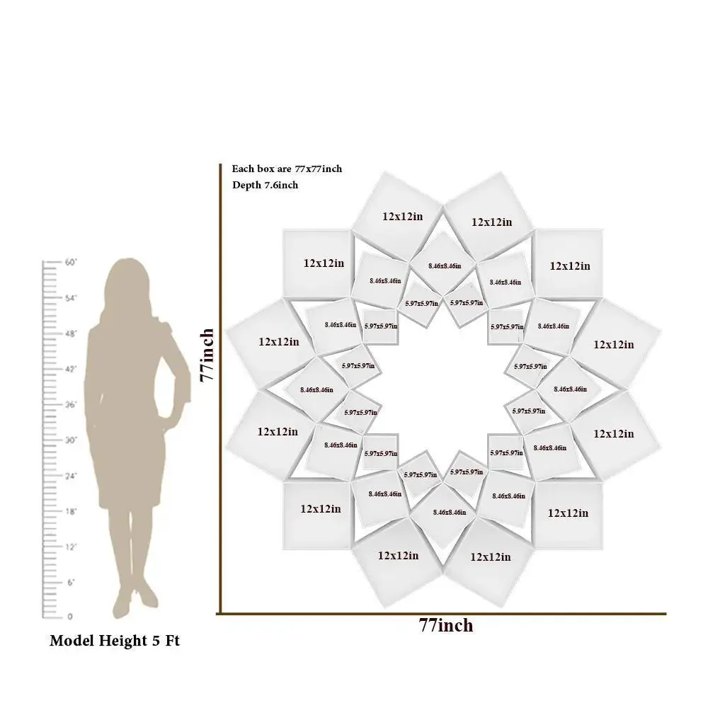 Lotus Flower Bookshelf Wooden Wall Cabinet / Book Shelf, White Color