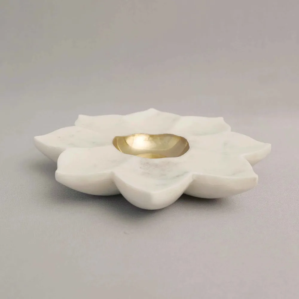 Lotus-Flower Marble Tealight Candle Holder