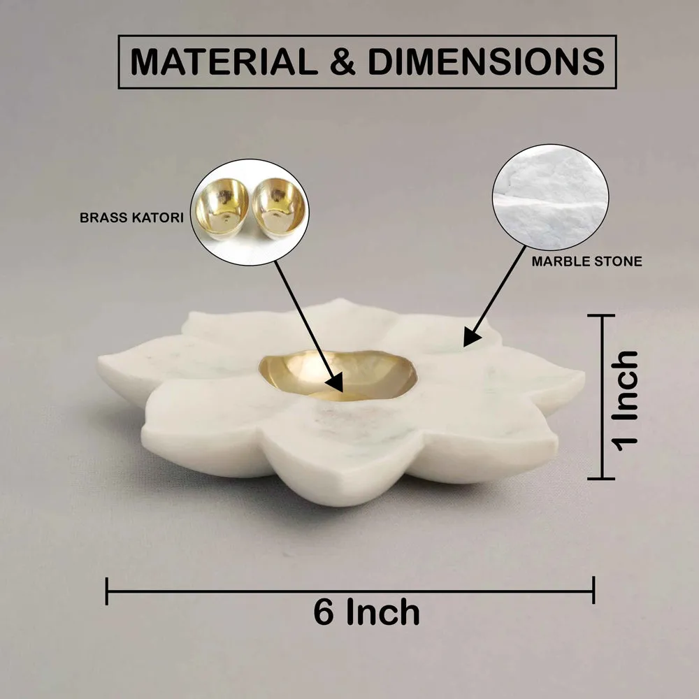 Lotus-Flower Marble Tealight Candle Holder