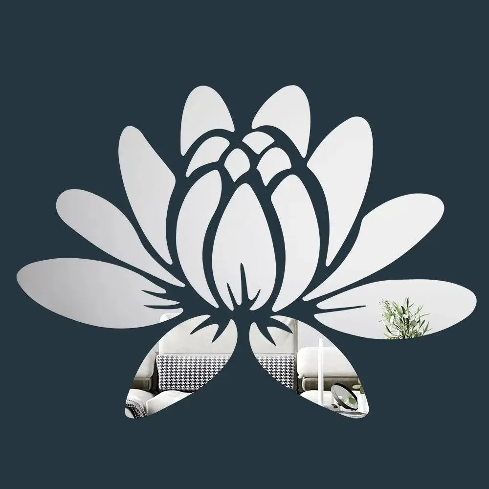 Lotus-Shaped Self Adhesive Mirror Sticker for Walls