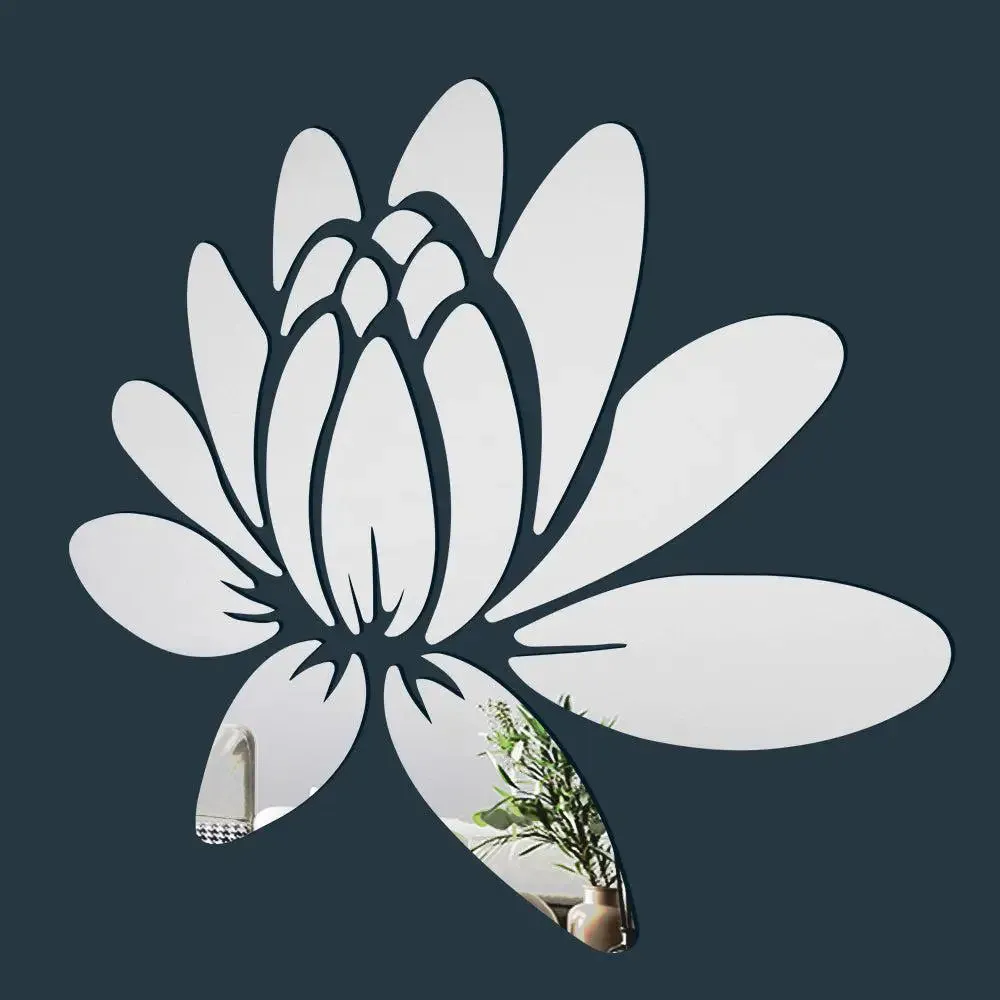 Lotus-Shaped Self Adhesive Mirror Sticker for Walls