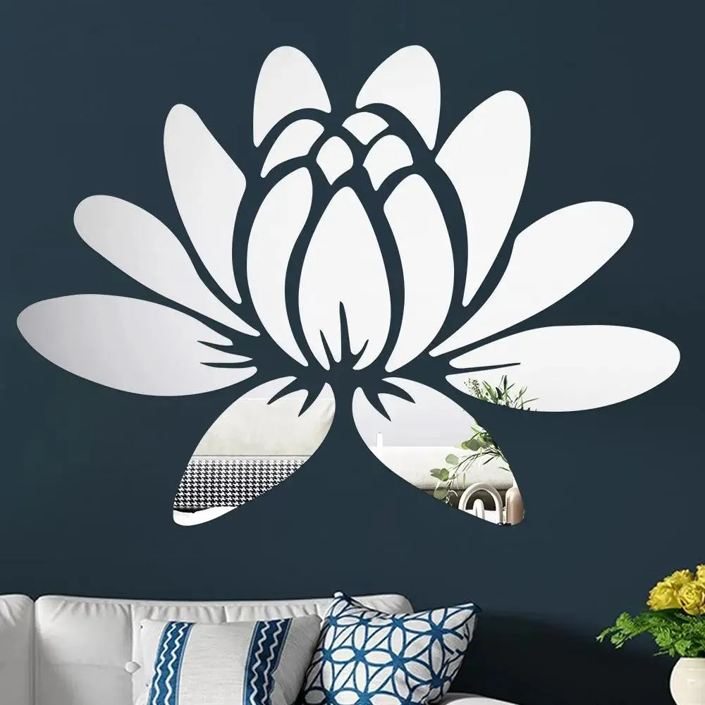 Lotus-Shaped Self Adhesive Mirror Sticker for Walls