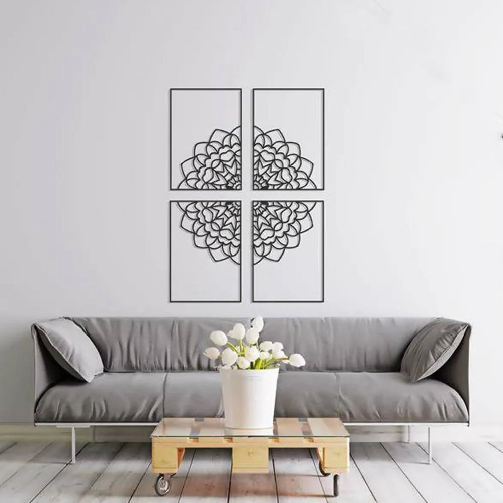 Lotus Square metal wall art (Set of 4)