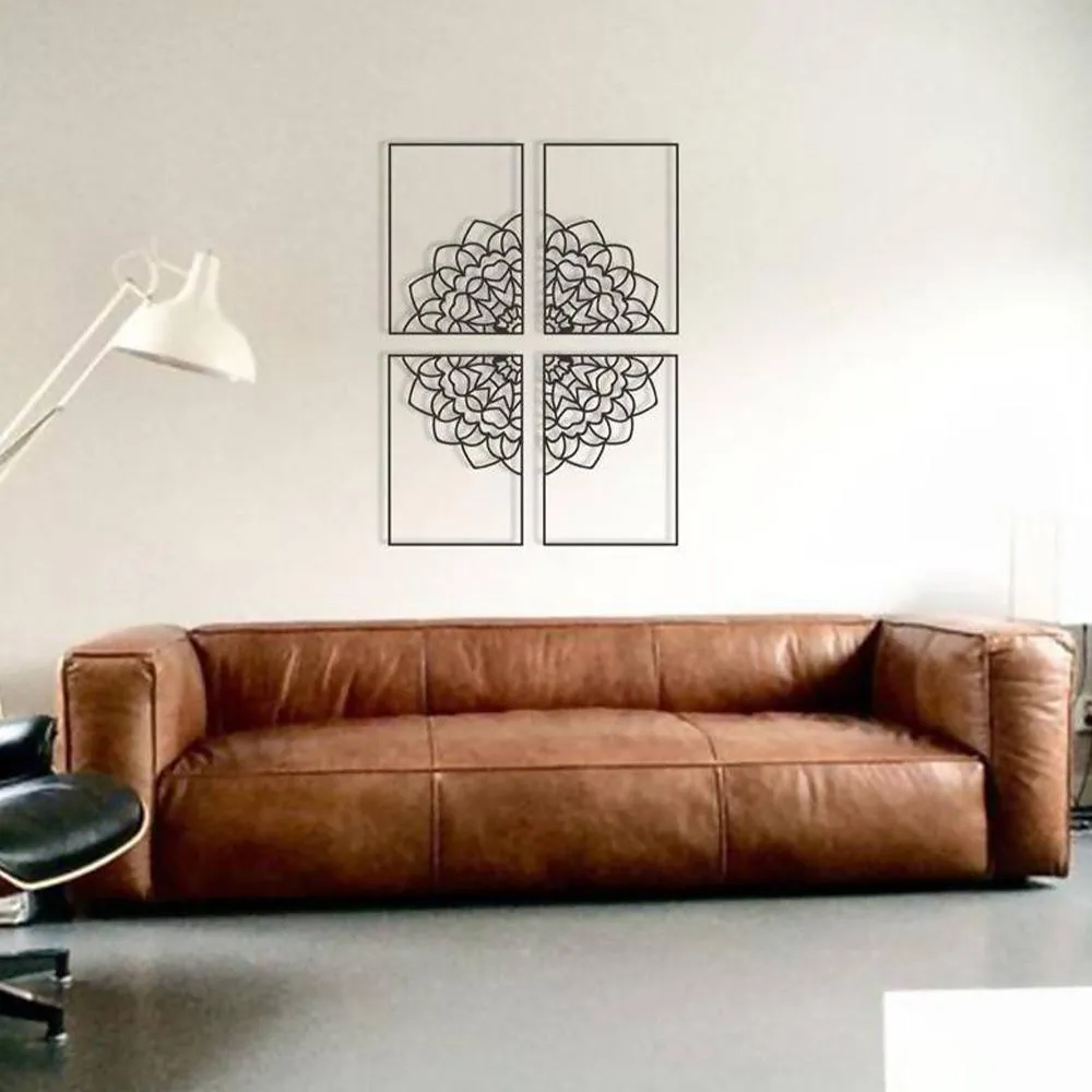 Lotus Square metal wall art (Set of 4)
