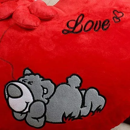 Love Bear Plush Red Heart Shaped Pillow