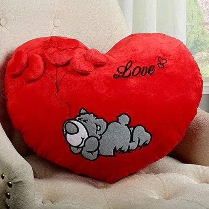 Love Bear Plush Red Heart Shaped Pillow