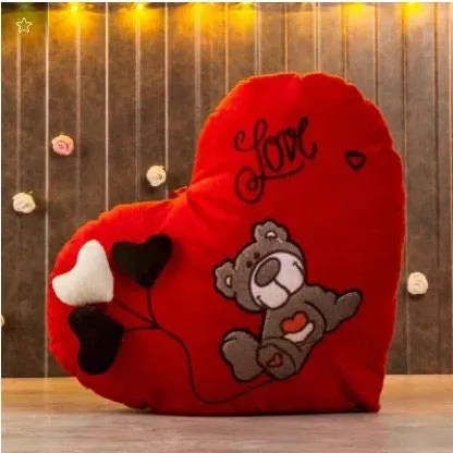 Love & Bear Plush Red Heart Shaped Pillow