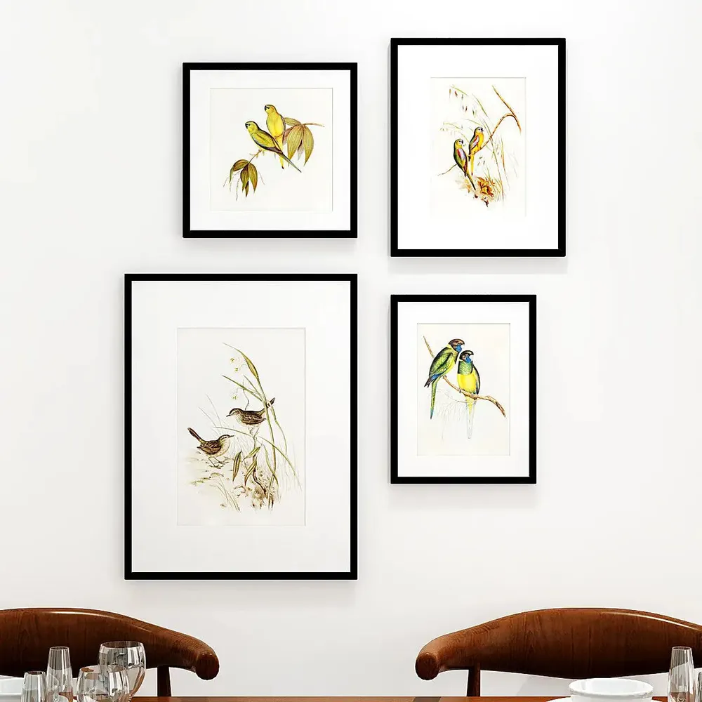 Love Birds Framed Wall Art Set of 4