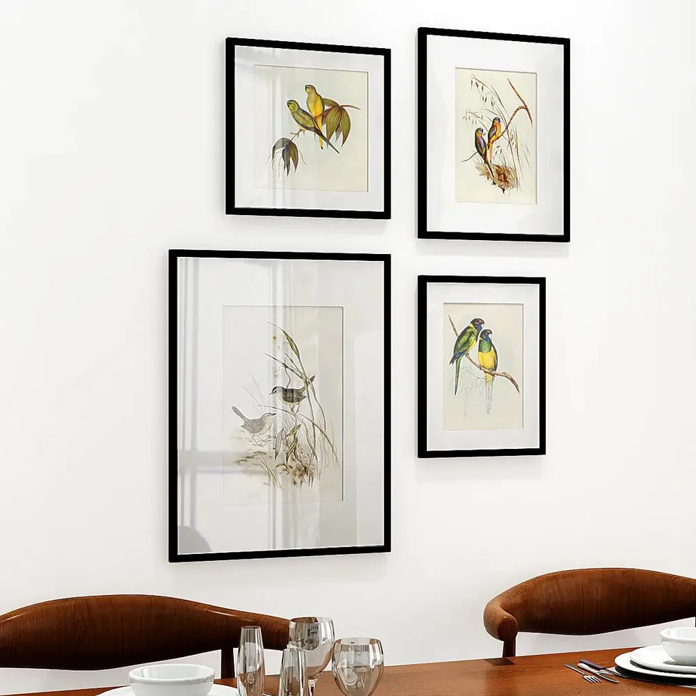 Love Birds Framed Wall Art Set of 4