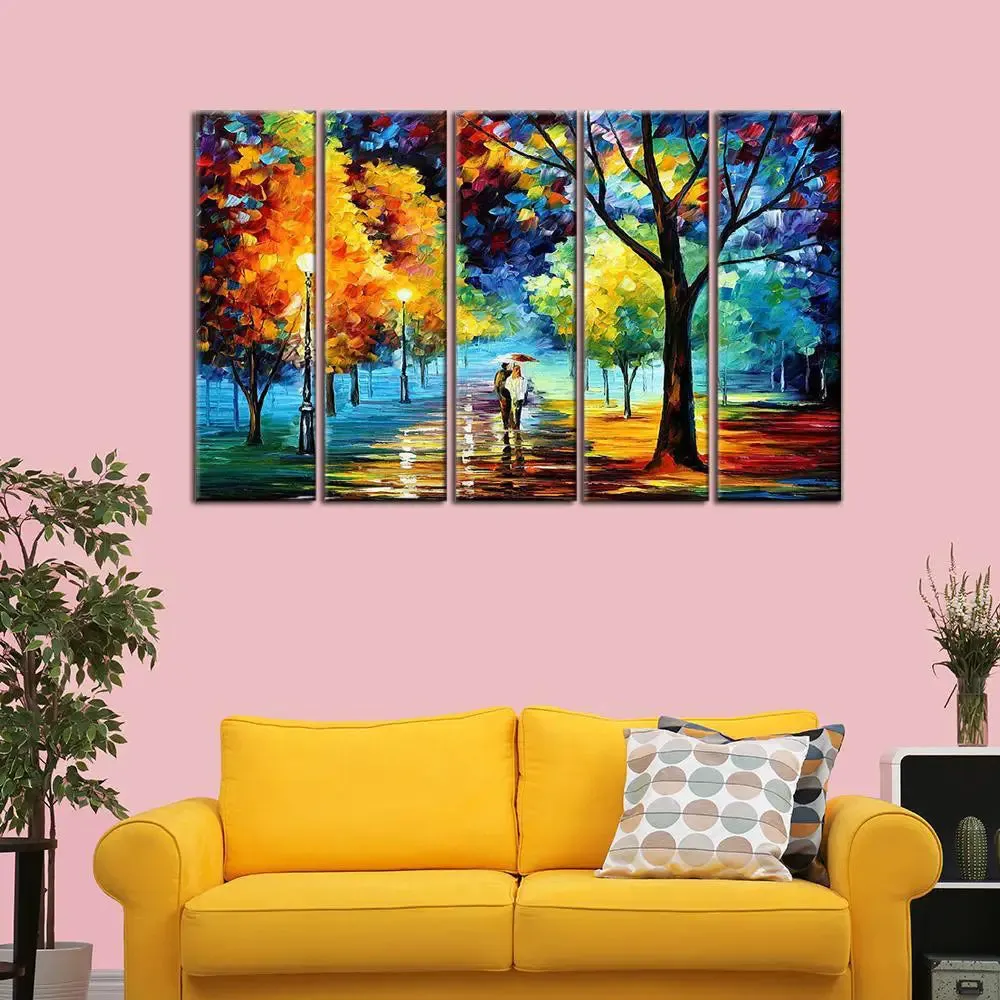 Love Couple In Forest Canvas Painting 5 Pieces Canvas Print Wall Painting