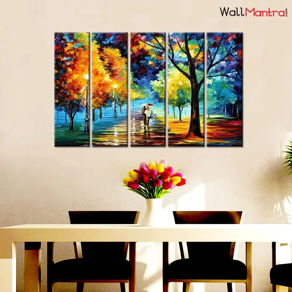 Love Couple In Forest Canvas Painting 5 Pieces Canvas Print Wall Painting
