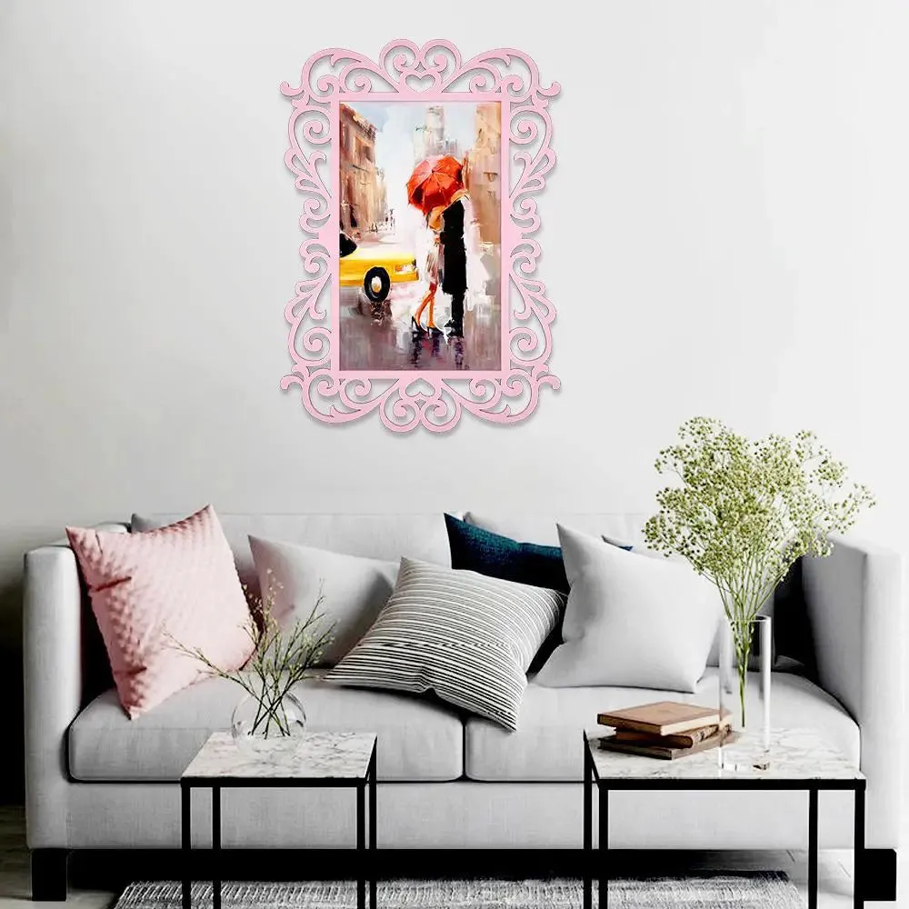 Love Couple In Rainy Day Canvas Print in Decorative Frame