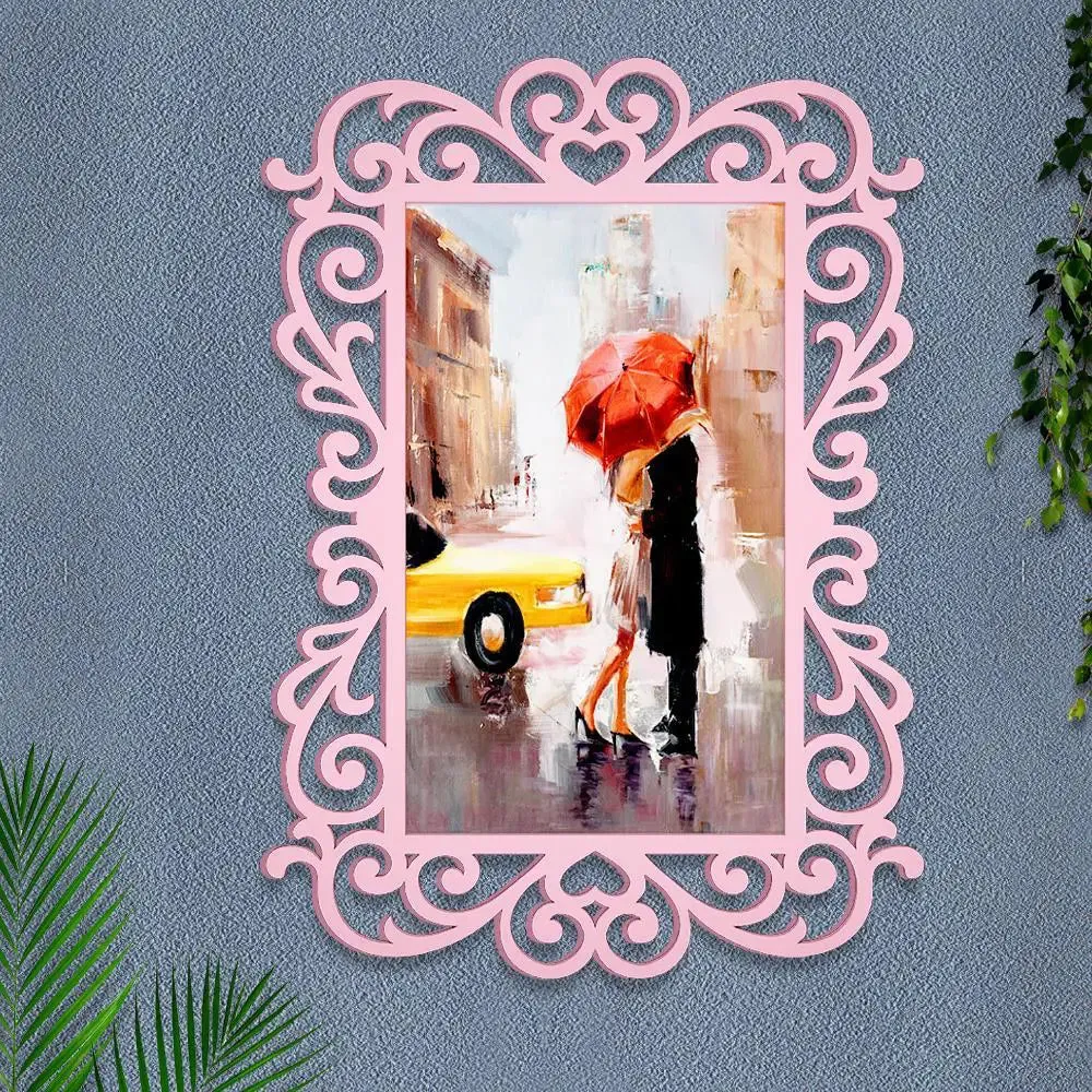 Love Couple In Rainy Day Canvas Print in Decorative Frame