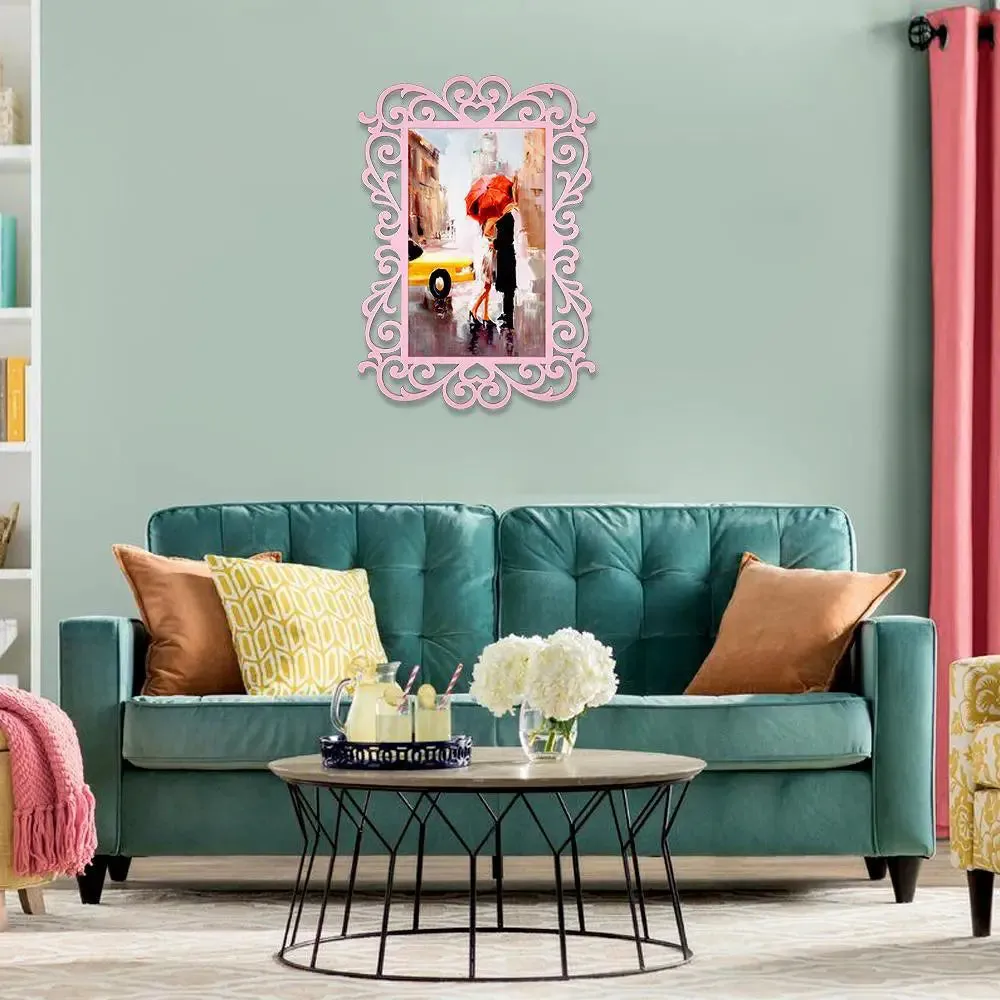 Love Couple In Rainy Day Canvas Print in Decorative Frame