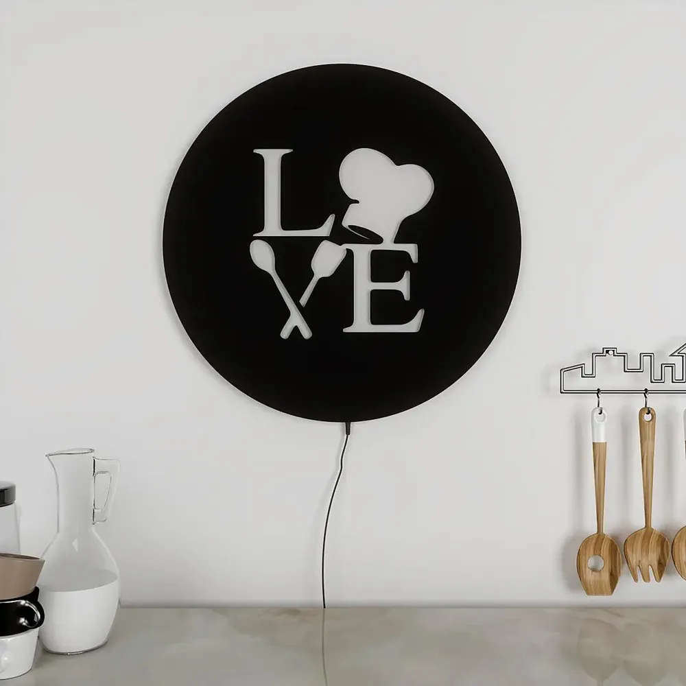 Love for Cooking Backlit Acrylic Wall Art for Kitchen Decor