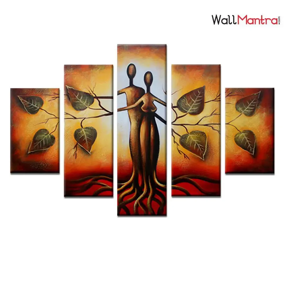 Love Tree 5 Pieces Canvas Print Wall Painting