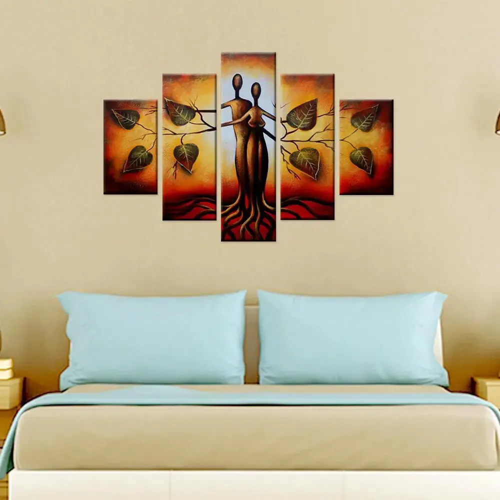 Love Tree 5 Pieces Canvas Print Wall Painting
