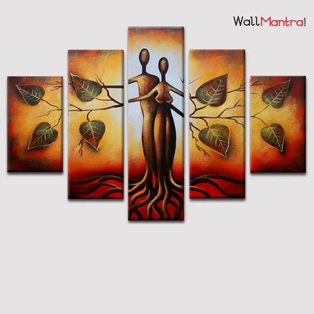 Love Tree Canvas Printed Painting  5 Pieces Wall Painting