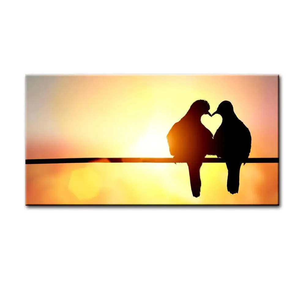 Lovebird  Beautiful Scenery Canvas Printed Painting With Wood Frame