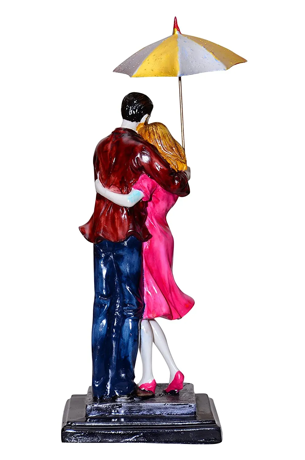Loving Couple With Umbrella Miniature Table Decor