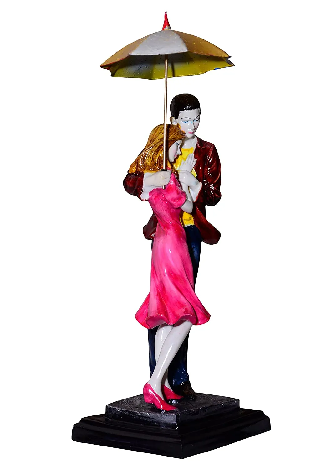 Loving Couple With Umbrella Miniature Table Decor