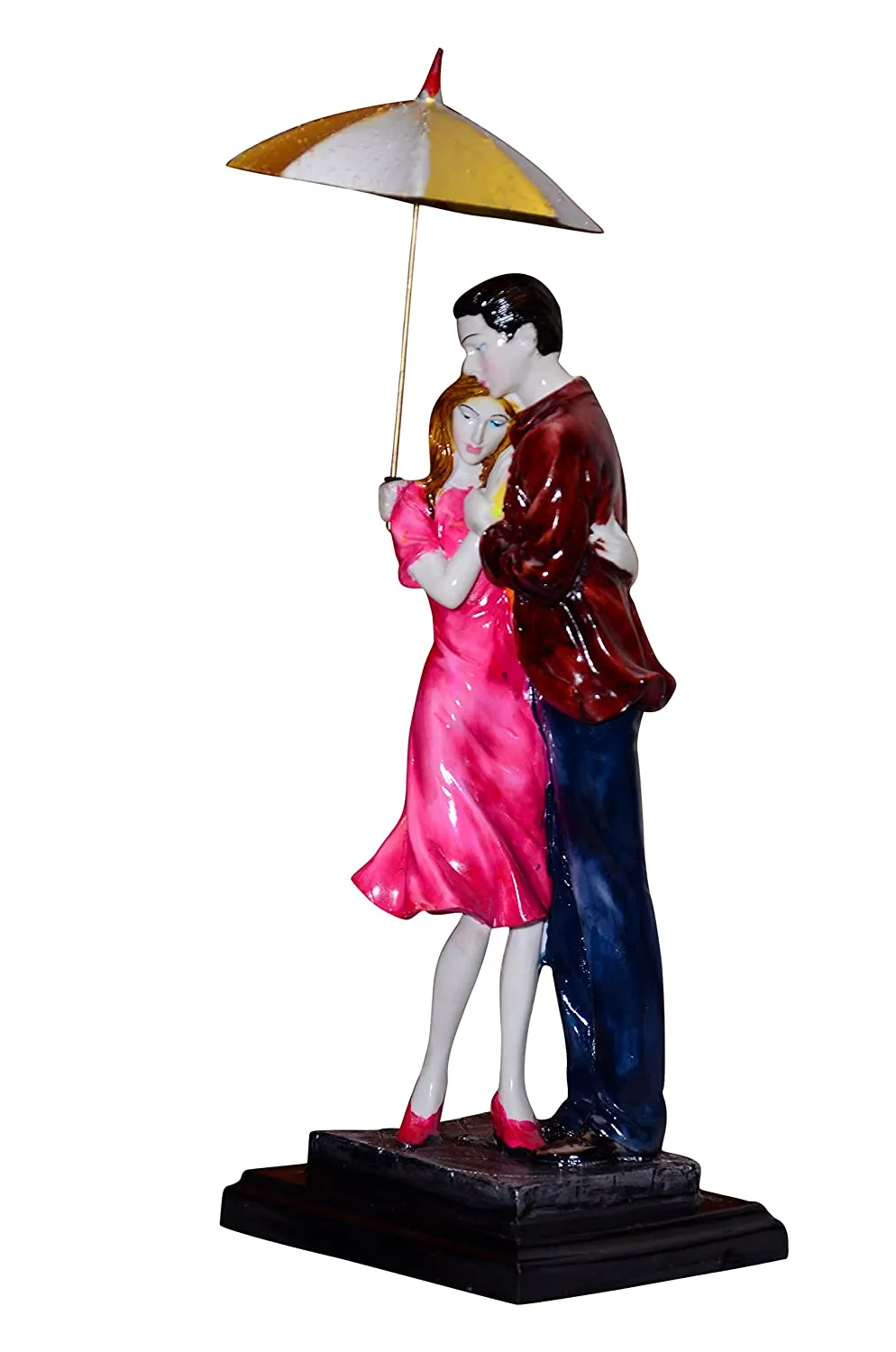 Loving Couple With Umbrella Miniature Table Decor