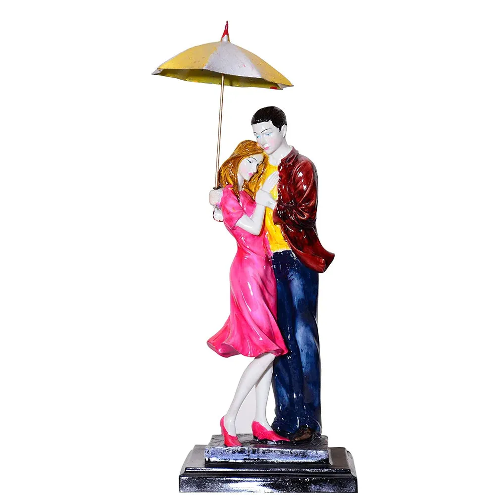 Loving Couple With Umbrella Miniature Table Decor