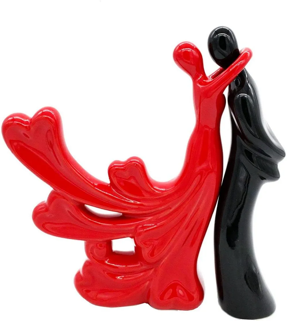 Loving Dancing Couple Polyresin Table Accent (Red & Black)