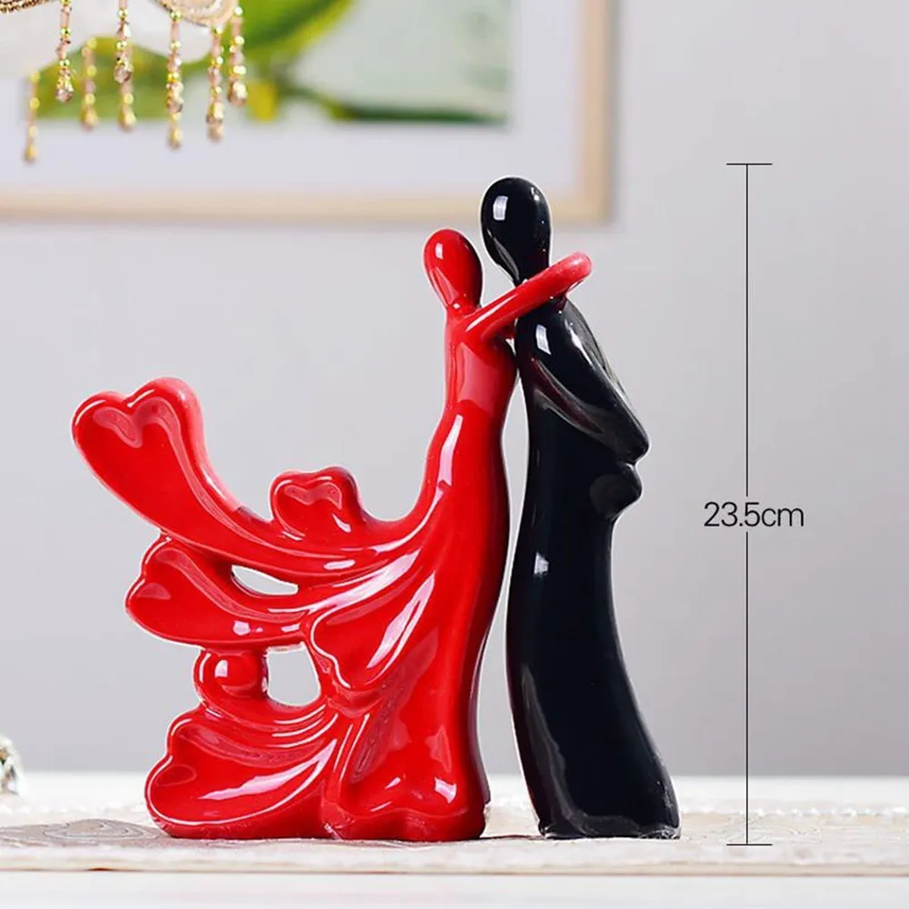 Loving Dancing Couple Polyresin Table Accent (Red & Black)