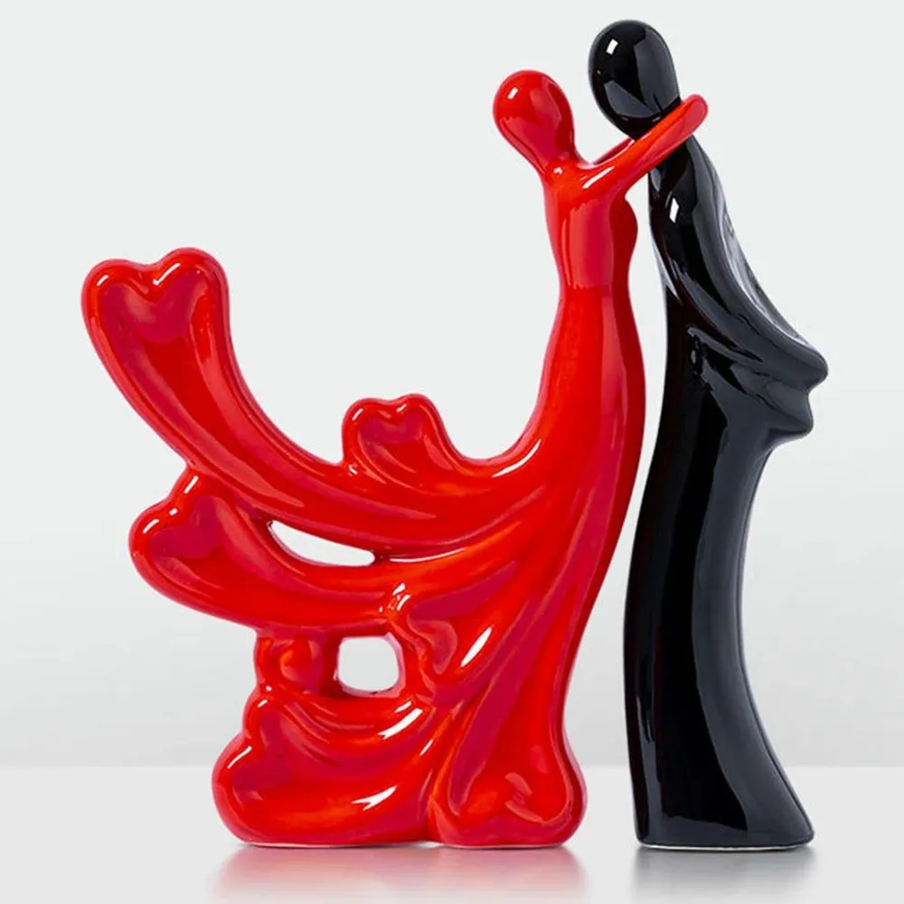 Loving Dancing Couple Polyresin Table Accent (Red & Black)