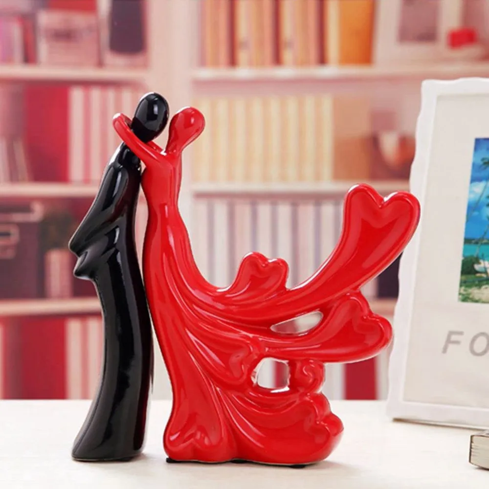 Loving Dancing Couple Polyresin Table Accent (Red & Black)