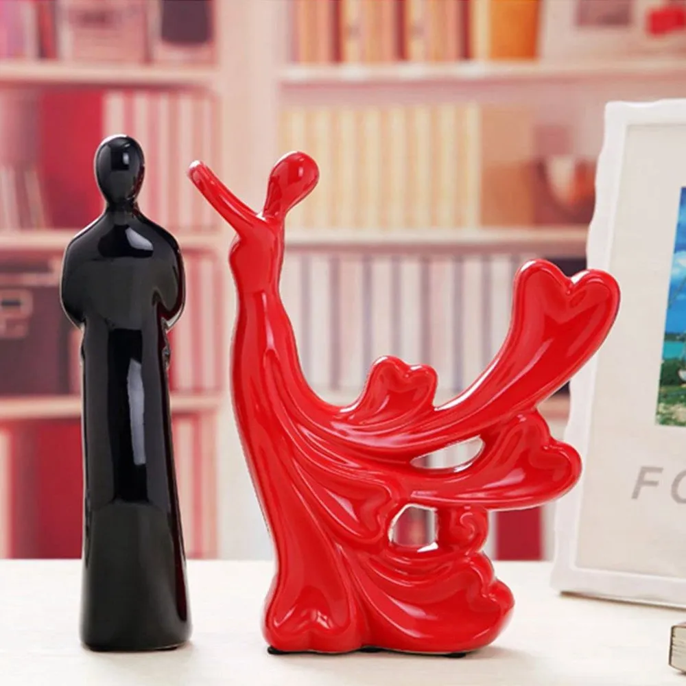 Loving Dancing Couple Polyresin Table Accent (Red & Black)