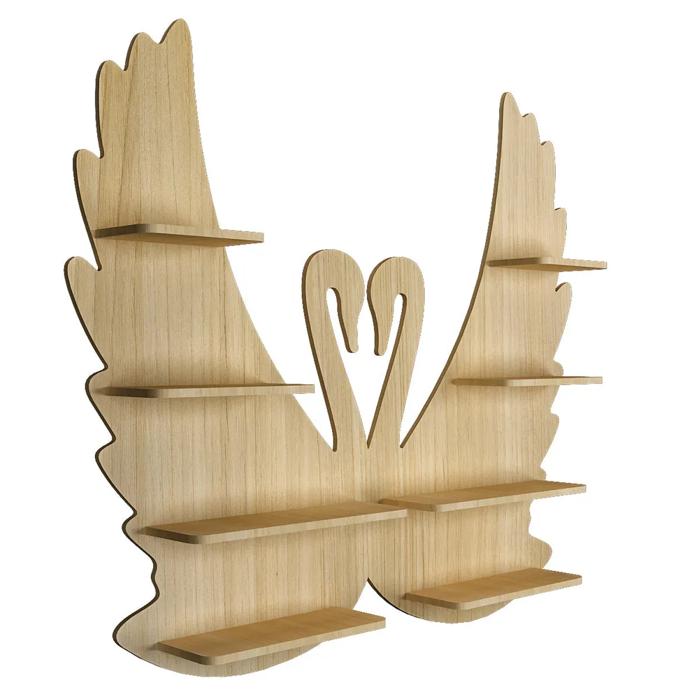 Loving Swan Backlit Wood Wall Shelf / Book Shelf / Night Light, Light Oak Finish Regular ( 27 inches x 32 inches )