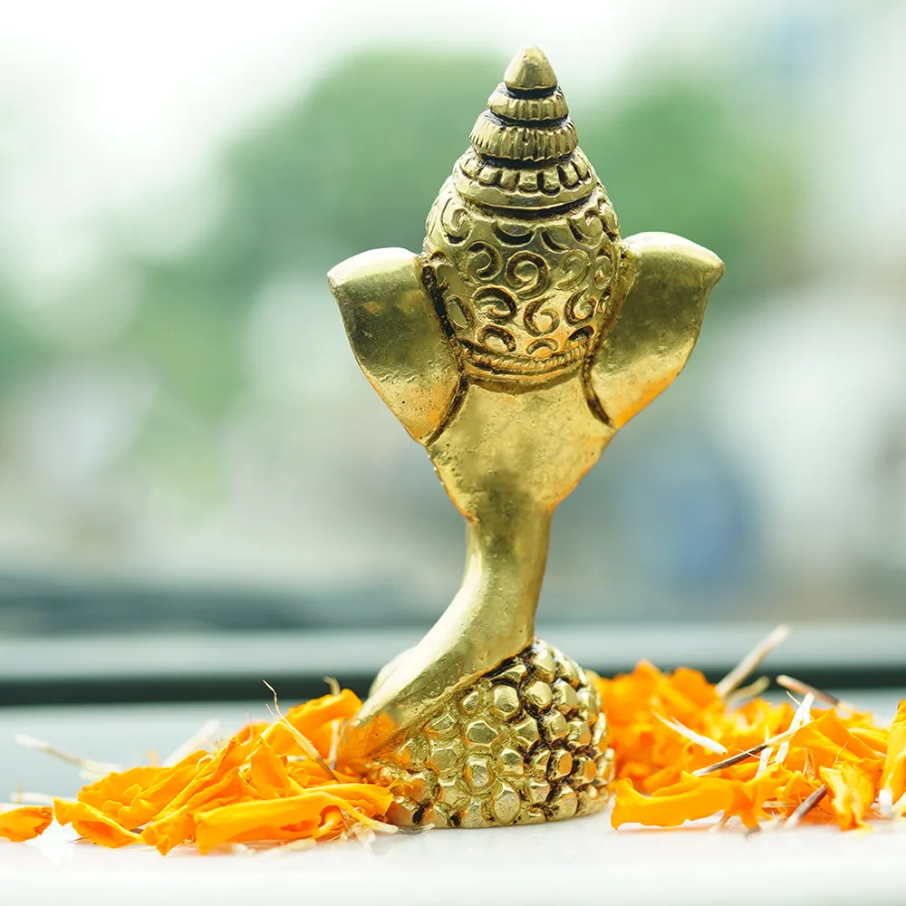Lucky Astadhatu Lord Ganesha Brass Finish Handmade Idol Set Of 1
