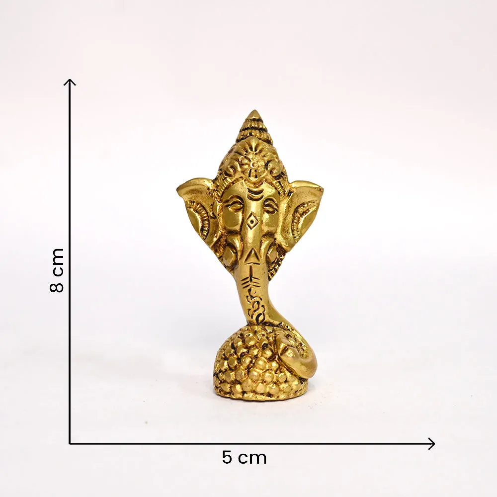 Lucky Astadhatu Lord Ganesha Brass Finish Handmade Idol Set Of 1