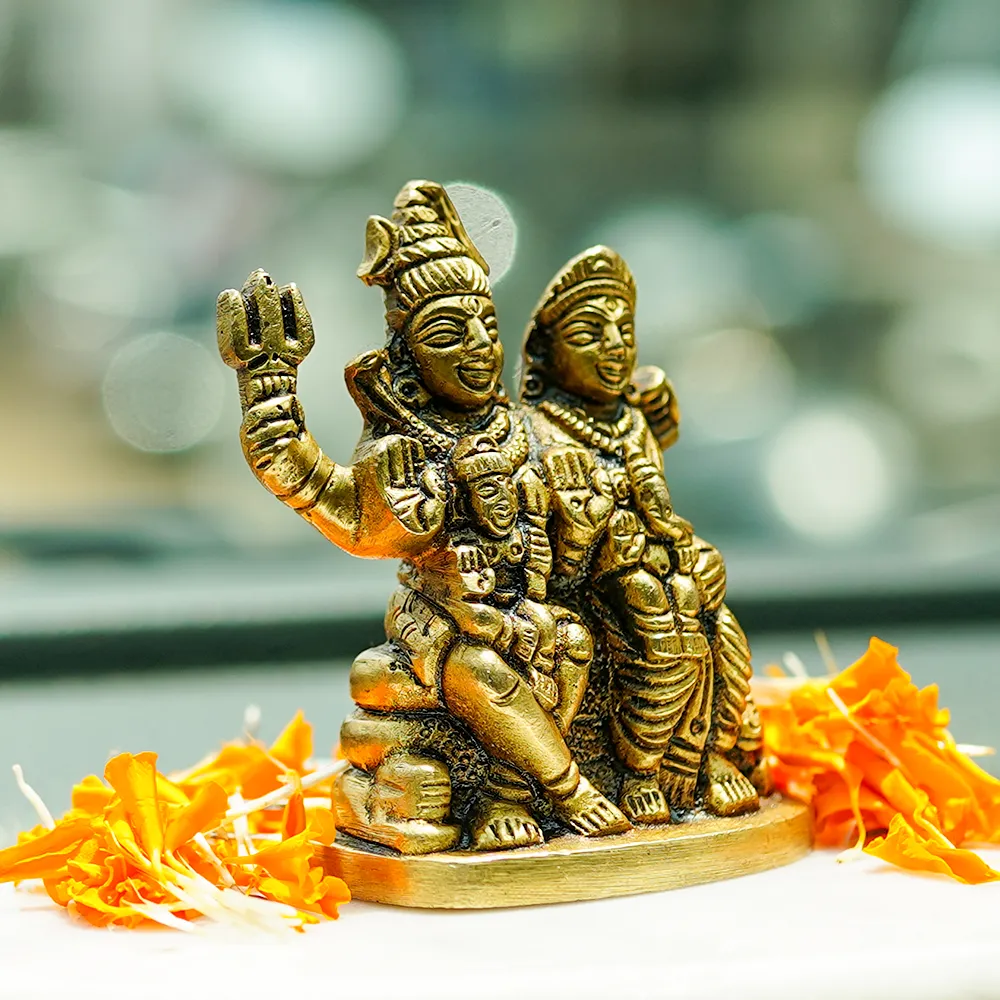 Lucky Brass Handmade Shiv Parvati Parivar Multiuse Sitting Idol Showpiece