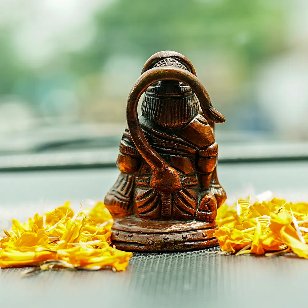 Lucky Hanuman Brass Handmade Sitting Idol Showpiece