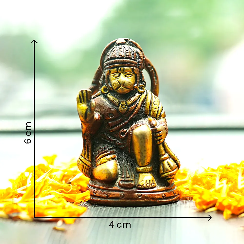 Lucky Hanuman Brass Handmade Sitting Idol Showpiece