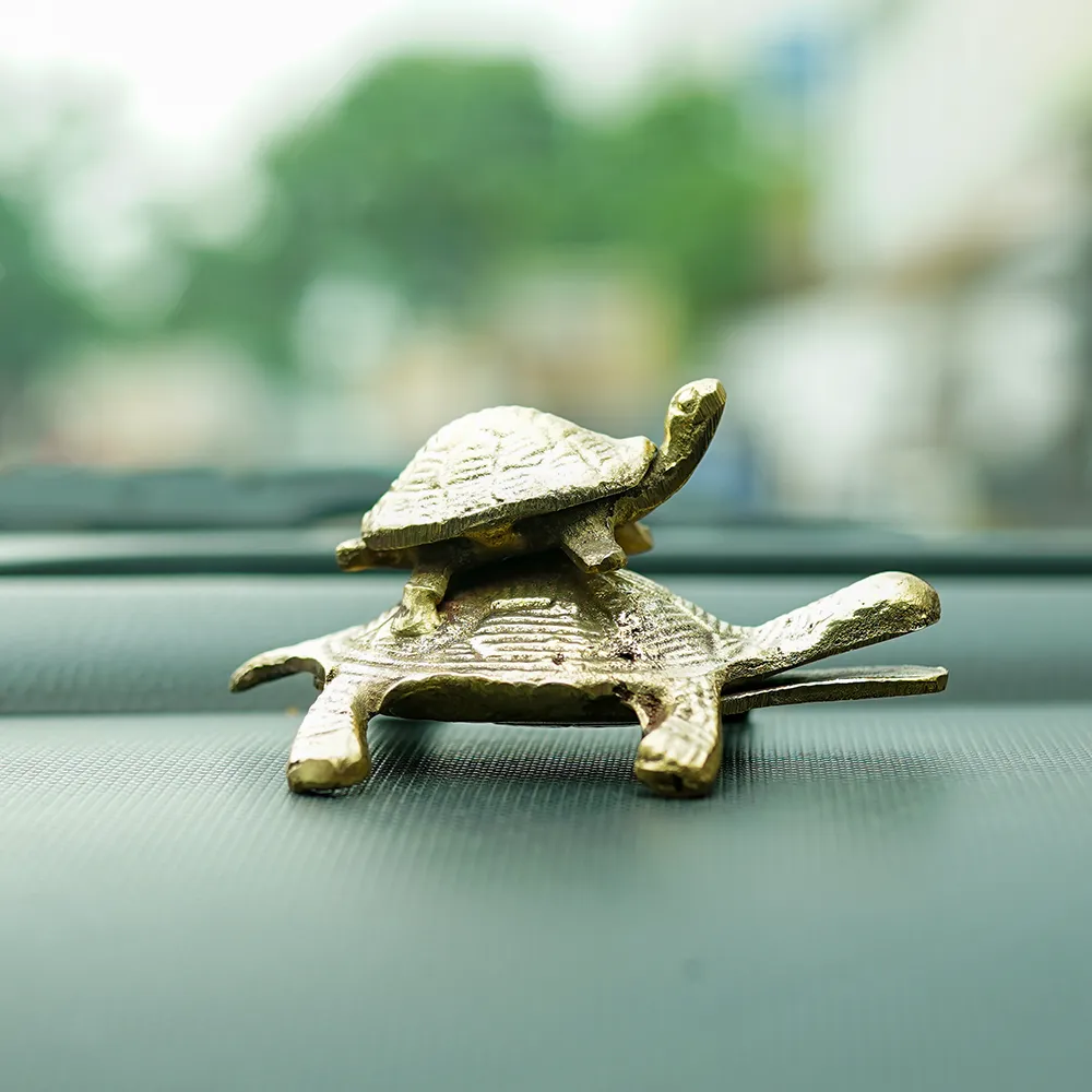 Lucky Vastu Double Tortoise Brass Finish Idol Set Of 1