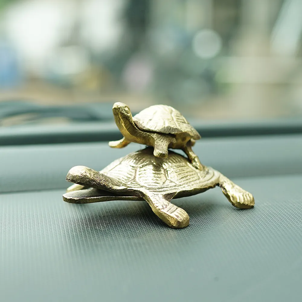 Lucky Vastu Double Tortoise Brass Finish Idol Set Of 1