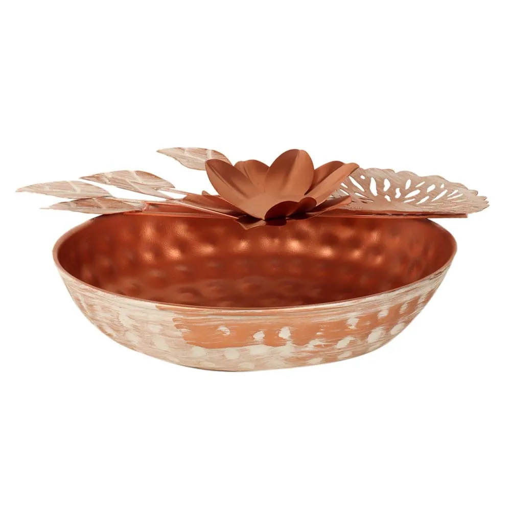 Luminous Copper Finish Metal Flower Urli Bowl Set of 3