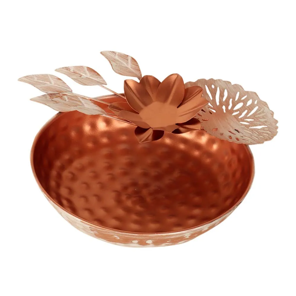 Luminous Copper Finish Metal Flower Urli Bowl Set of 3