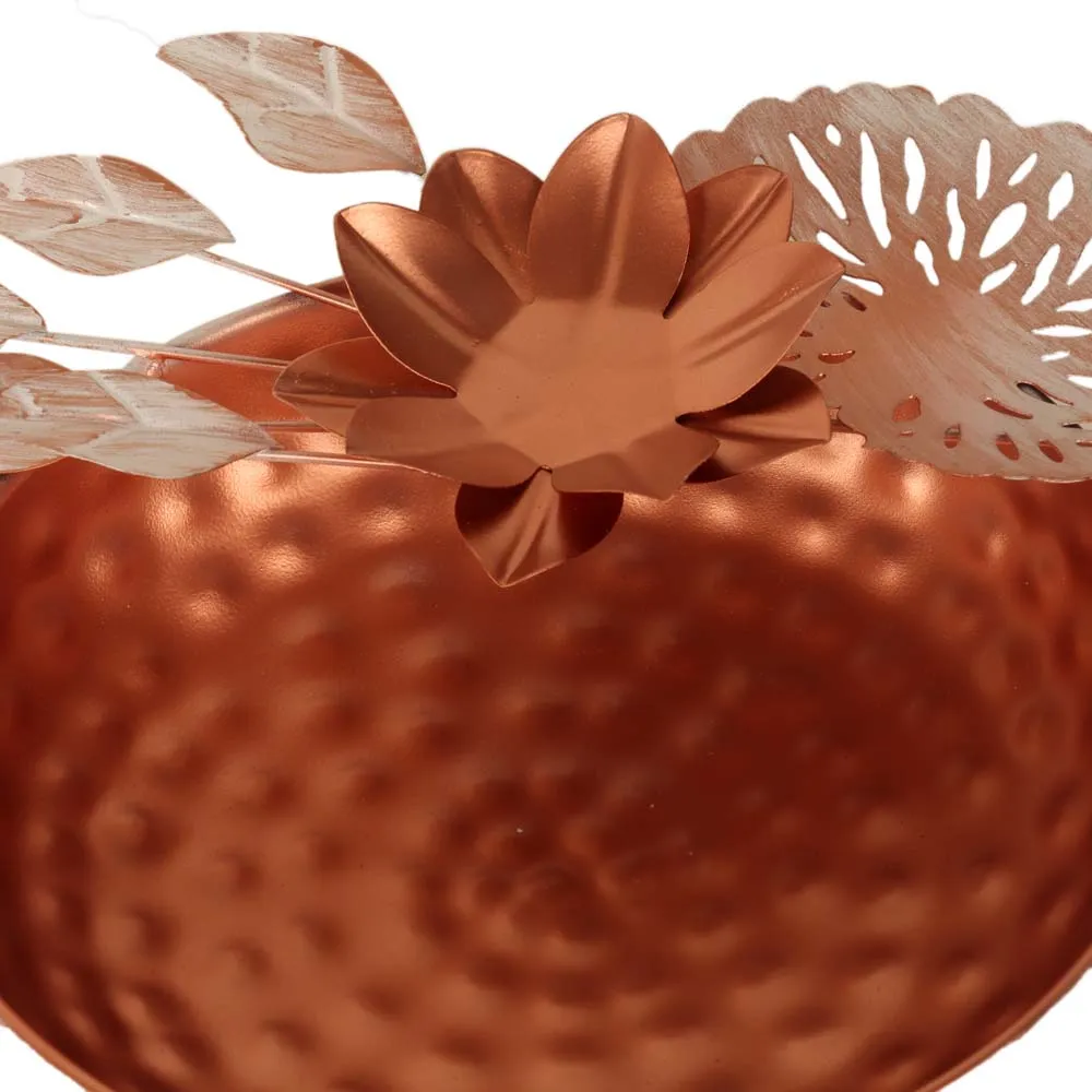 Luminous Copper Finish Metal Flower Urli Bowl Set of 3