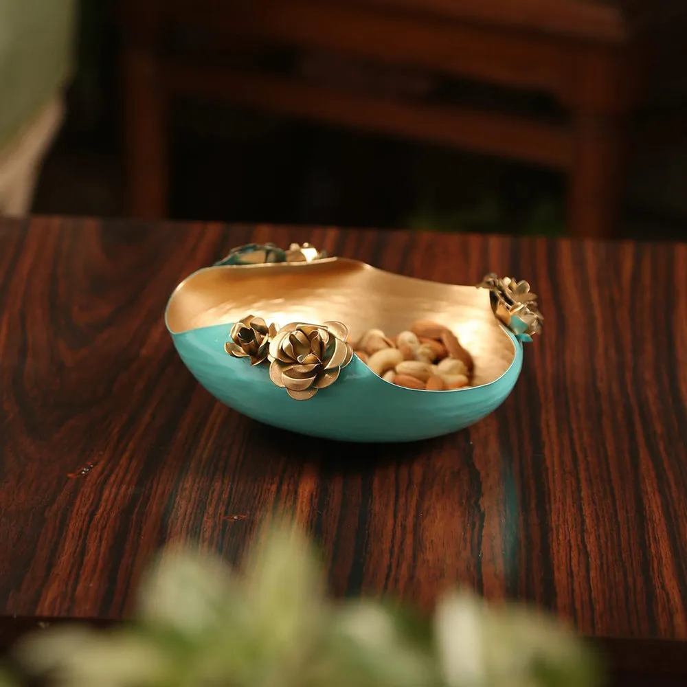 Luscious Blue & Gold Decorative Urli Bowl Set Of 2