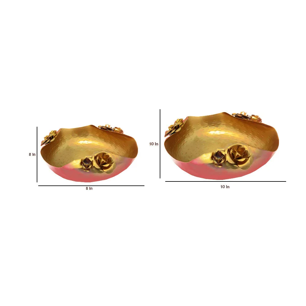 Luscious Red & Gold Decorative Urli Bowl Set Of 2